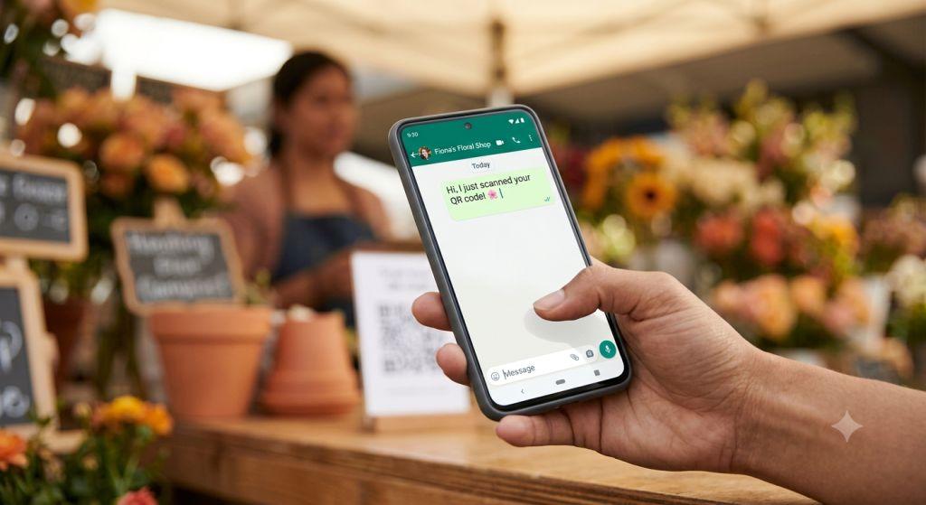 Generar código QR para WhatsApp gratis - Celular mostrando un chat de WhatsApp abierto después de escanear un código QR